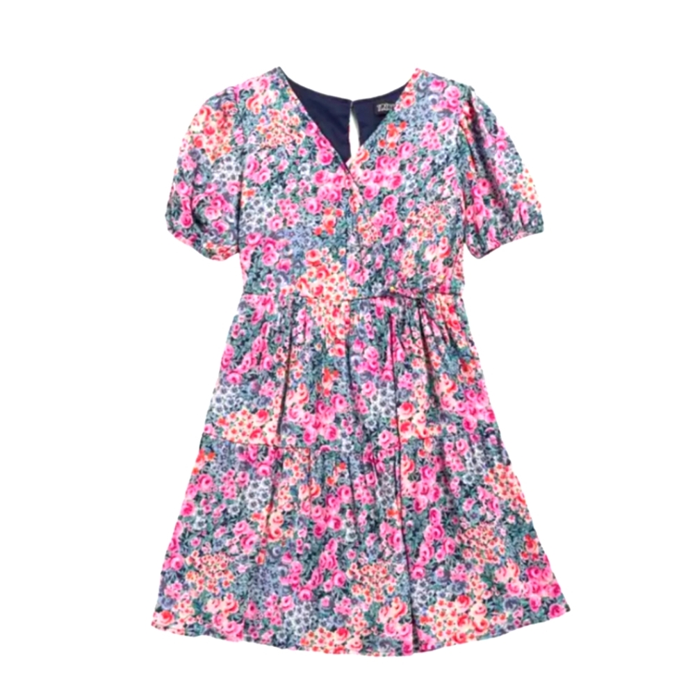 Floral Kids Dress - Pink and Blue